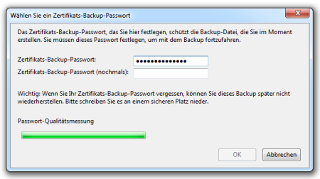Bild 11: Eingabe des Passworts für die Zertifikatsdatei