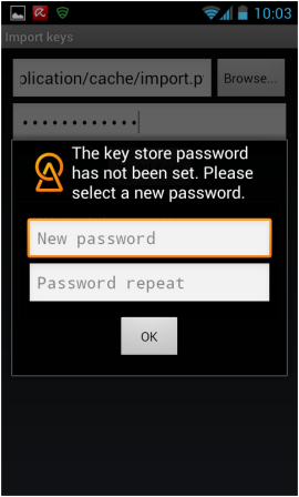 Abbildung 17: Passworteingabe für den Zertifikatscontainer